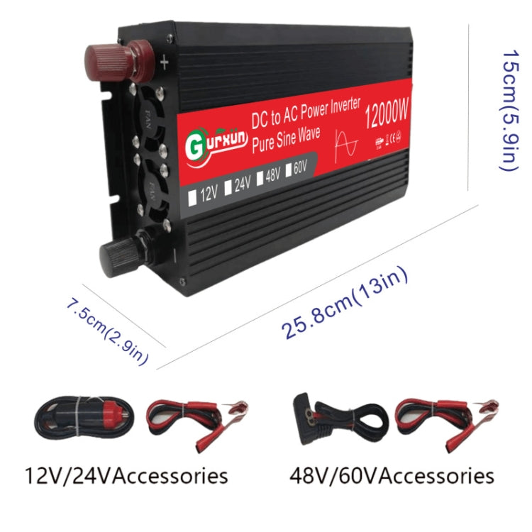 Gurxun Inverter a onda sinusoidale per auto ad alta potenza da 12000 W, 12000W 48V To 220V, 12000W 12V To 220V, 12000W 24V To 220V, 12000W 60V To 220V, 12000W 12V To 110V