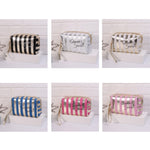 Borsa da toilette cosmetica impermeabile in PU a righe multifunzionale, Blue, Black, Pink, Rose Red, Gold, Silver