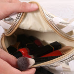 Borsa da toilette cosmetica impermeabile in PU a righe multifunzionale, Blue, Black, Pink, Rose Red, Gold, Silver