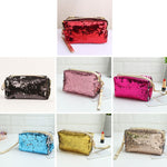 Borsa da viaggio portatile per cosmetici con paillettes all'anice, Red, Black, Pink, Rose Red, Royal Blue, Gold, Rose Gold