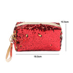 Borsa da viaggio portatile per cosmetici con paillettes all'anice, Red, Black, Pink, Rose Red, Royal Blue, Gold, Rose Gold