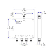 2000 ~ 6000 MHz SMA da 1 a 4 Microstrip Power Splitter