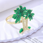 Portatovagliolo in metallo con albero di cocco da ristorante occidentale da 2 pezzi, Tree Metal Napkin Ring
