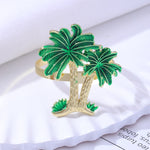 Portatovagliolo in metallo con albero di cocco da ristorante occidentale da 2 pezzi, Tree Metal Napkin Ring