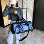 B-316 Borsa da viaggio per borsa da fitness impermeabile lucida di grande capacità, Red, Blue, Black, Grey