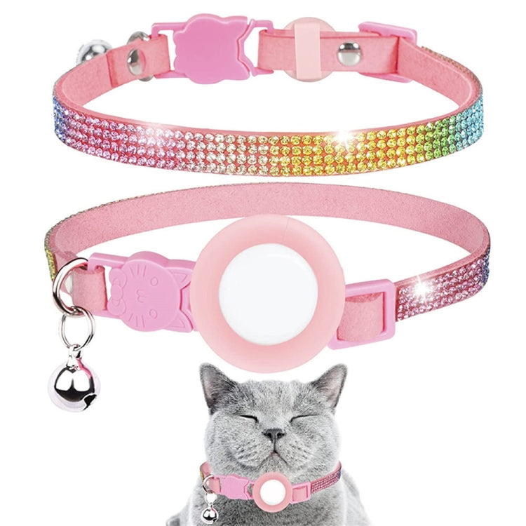 Collare per animali con strass e campana compatibile Airtag