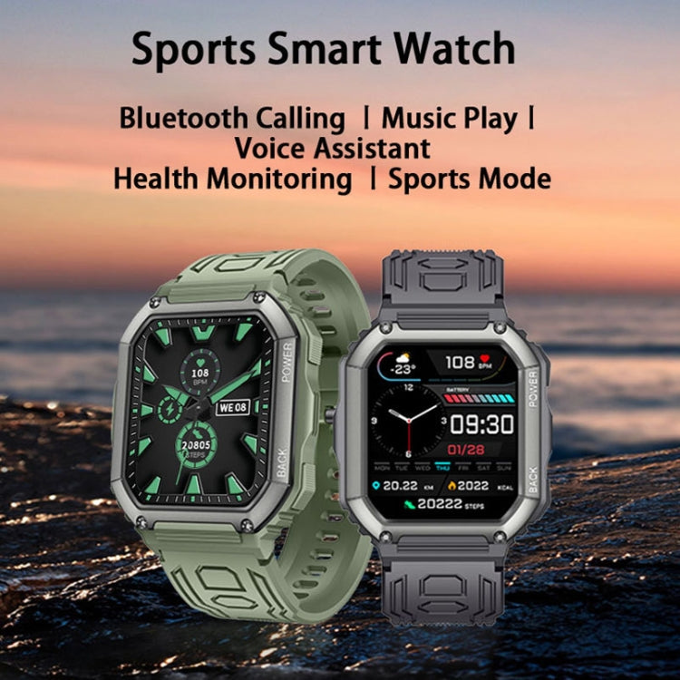 KR06 Orologio da chiamata intelligente per il monitoraggio della pressione sanguigna della frequenza cardiaca da 1,8 pollici, Black, Green
