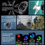 KR06 Orologio da chiamata intelligente per il monitoraggio della pressione sanguigna della frequenza cardiaca da 1,8 pollici, Black, Green