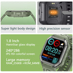 KR06 Orologio da chiamata intelligente per il monitoraggio della pressione sanguigna della frequenza cardiaca da 1,8 pollici, Black, Green