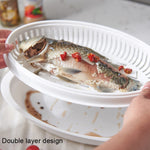 Piroscafo Per Pesce A Microonde Con Coperchio Piatto Di Pesce Al Vapore Conservato, Steamed Fish Plate