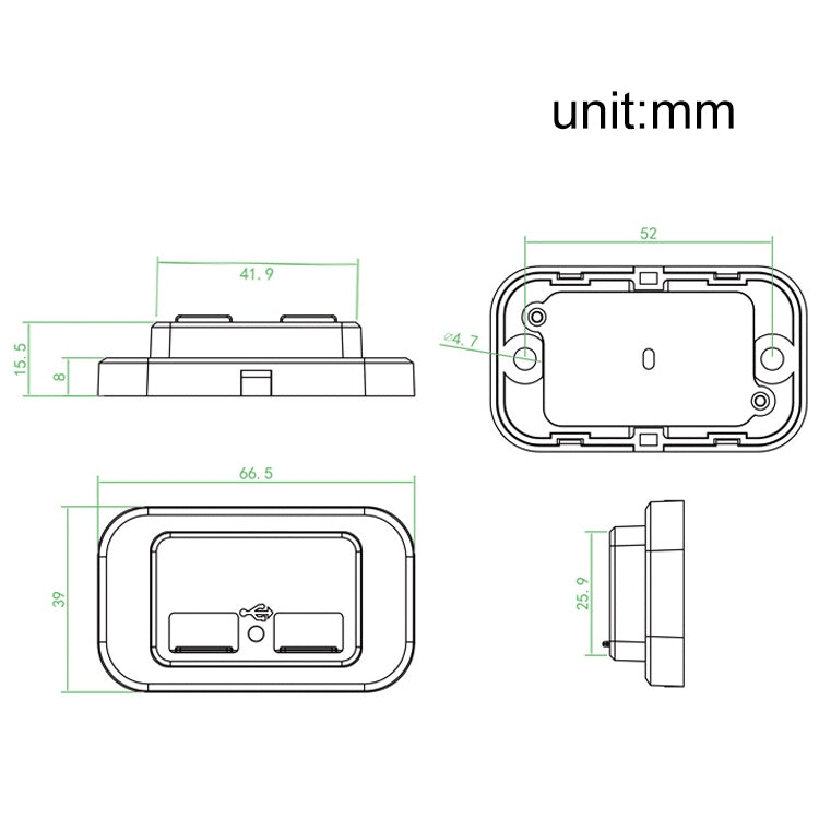 4.8A Caricabatteria per auto doppio USB modificato con bus per camper con coperchio a molla automatico senza punzonatura, 4.8A