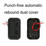 4.8A Caricabatteria per auto doppio USB modificato con bus per camper con coperchio a molla automatico senza punzonatura, 4.8A