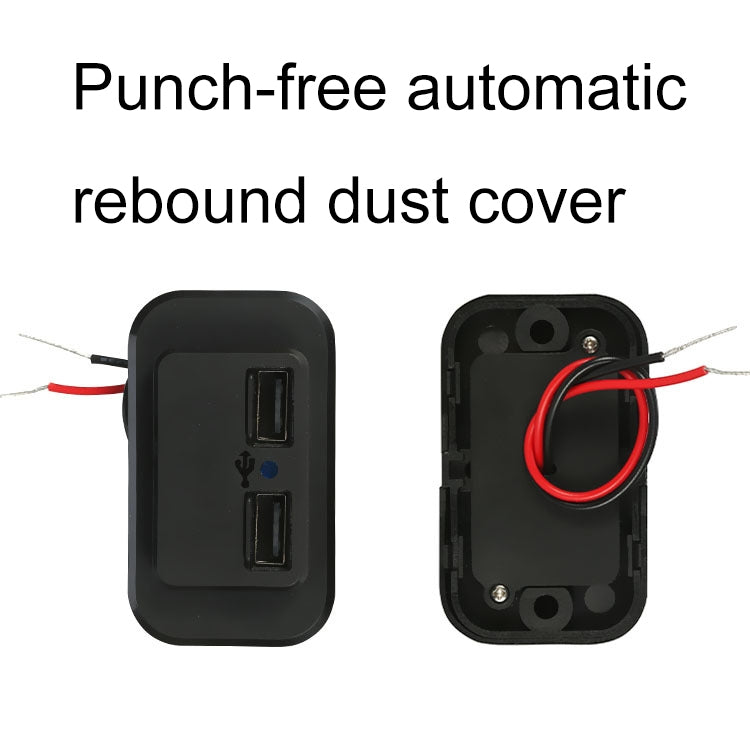 4.8A Caricabatteria per auto doppio USB modificato con bus per camper con coperchio a molla automatico senza punzonatura, 4.8A
