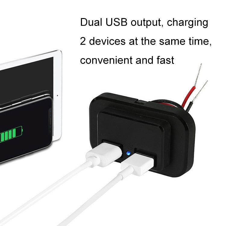 4.8A Caricabatteria per auto doppio USB modificato con bus per camper con coperchio a molla automatico senza punzonatura, 4.8A