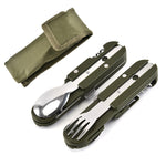 Stoviglie da campeggio all'aperto Coltello pieghevole in acciaio inossidabile Stoviglie combinate forchetta e cucchiaio
