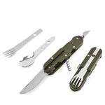 Stoviglie da campeggio all'aperto Coltello pieghevole in acciaio inossidabile Stoviglie combinate forchetta e cucchiaio