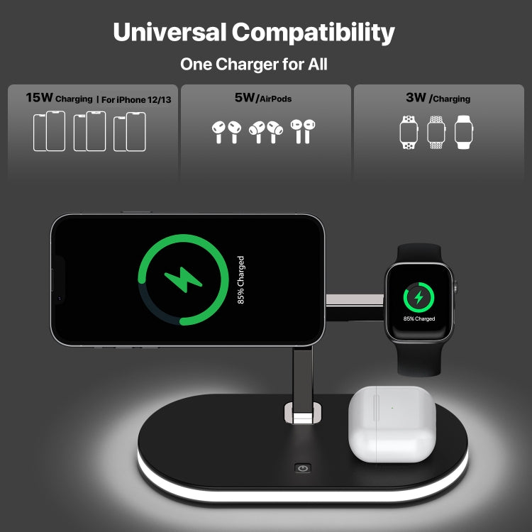 Caricabatterie wireless 15W 3 in 1 per iPhone 12/13 e Apple