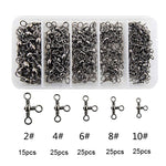 115 Pz/scatola Anello da pesca in acciaio inossidabile girevole a tre punte a forma di bottiglia, 115 PCS / Box