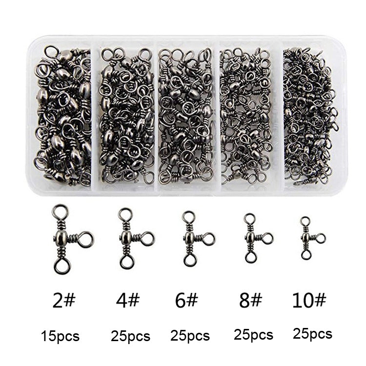 115 Pz/scatola Anello da pesca in acciaio inossidabile girevole a tre punte a forma di bottiglia, 115 PCS / Box