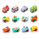Cartoni animati per bambini Mini auto giocattolo inerziale resistente alle cadute, Police Car, Ambulance, Sanitation Vehicle, Fire, Ship, Ferry, Submarine, Battlefall, Aircraft, Transport Aircraft, Fighter, Helicopter