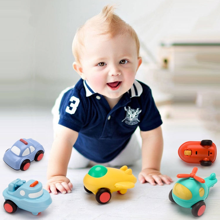Cartoni animati per bambini Mini auto giocattolo inerziale resistente alle cadute, Police Car, Ambulance, Sanitation Vehicle, Fire, Ship, Ferry, Submarine, Battlefall, Aircraft, Transport Aircraft, Fighter, Helicopter