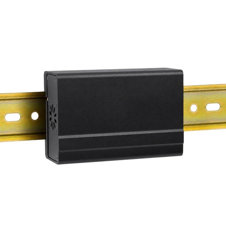 Waveshare 21177 Case in alluminio per guida DIN per Raspberry Pi 4 con ventola di raffreddamento e dissipatori di calore, 21177