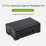 Waveshare 21177 Case in alluminio per guida DIN per Raspberry Pi 4 con ventola di raffreddamento e dissipatori di calore, 21177