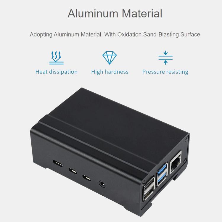 Waveshare 21177 Case in alluminio per guida DIN per Raspberry Pi 4 con ventola di raffreddamento e dissipatori di calore, 21177