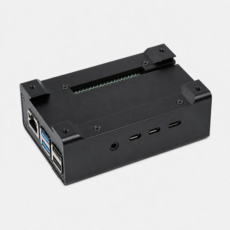 Waveshare 21177 Case in alluminio per guida DIN per Raspberry Pi 4 con ventola di raffreddamento e dissipatori di calore, 21177