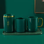 JM043 Set di tazze per collutorio domestico Coppia comoda scatola per spazzolini da viaggio, stile:, 2 Cups Dark Green, 2 Cups Black, 2 Cups White, 3 Cups Dark Green, 3 Cups Black, 3 Cups White