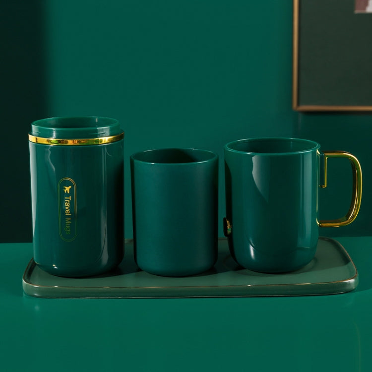 JM043 Set di tazze per collutorio domestico Coppia comoda scatola per spazzolini da viaggio, stile:, 2 Cups Dark Green, 2 Cups Black, 2 Cups White, 3 Cups Dark Green, 3 Cups Black, 3 Cups White