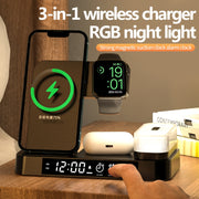 Supporto 3-in-1 con ricarica wireless e sveglia