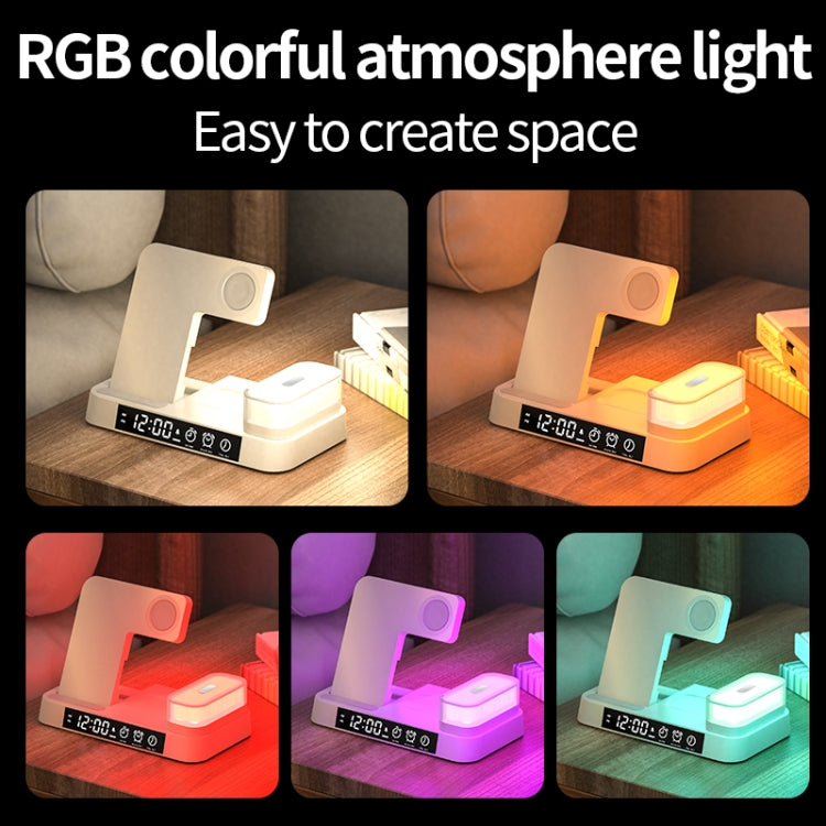 Supporto 3-in-1 con ricarica wireless e sveglia RGB
