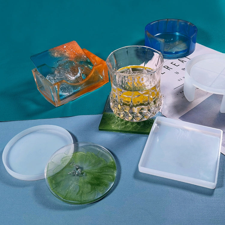 Stampo in silicone per scatola di immagazzinaggio in resina epossidica di cristallo fai-da-te, Round Coaster Box Set, Round Coaster DJ-100, Round Coaster Box DJ-98, Square Coaster Box Set, Square Coaster DJ-99, Square Coasters DJ-97, 10 PCS/Set        ...