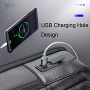 Bopai 61-70111 Zaino antifurto impermeabile multiscomparto in pelle bovina con foro di ricarica USB, 61-70111