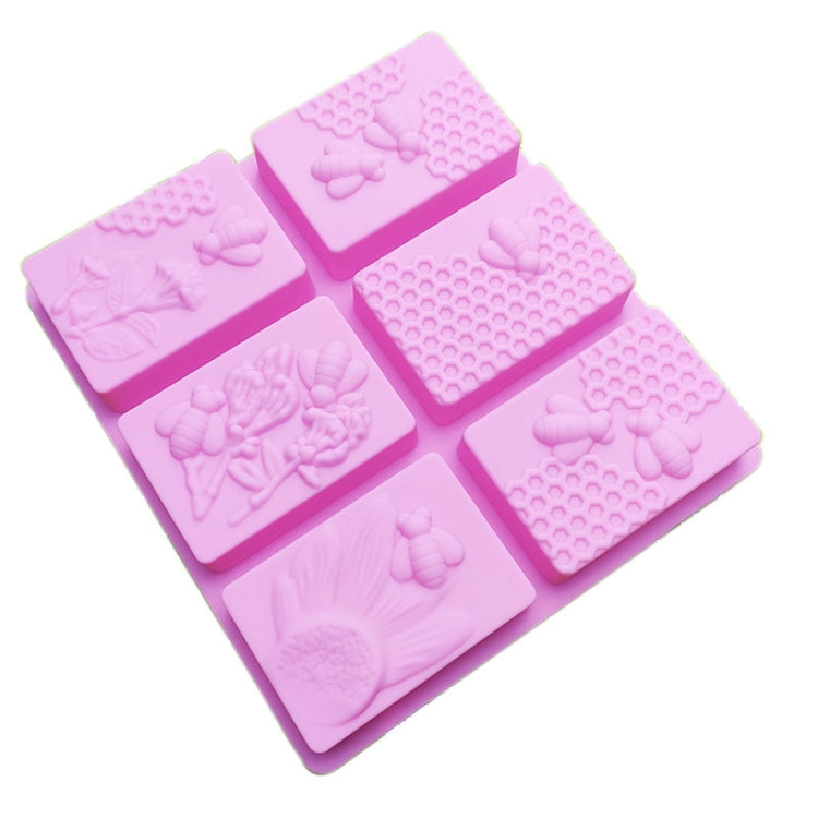 2 PCS 6 Grid Square Honeycomb Ice Cube Cake Mold Stampo quadrato per sapone fatto a mano, Soap Mould