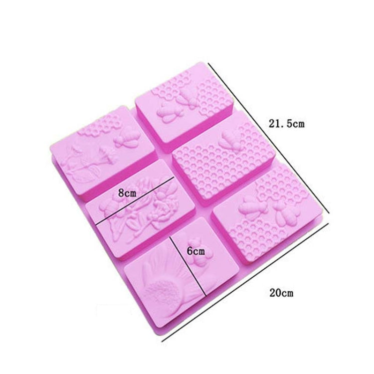 2 PCS 6 Grid Square Honeycomb Ice Cube Cake Mold Stampo quadrato per sapone fatto a mano, Soap Mould