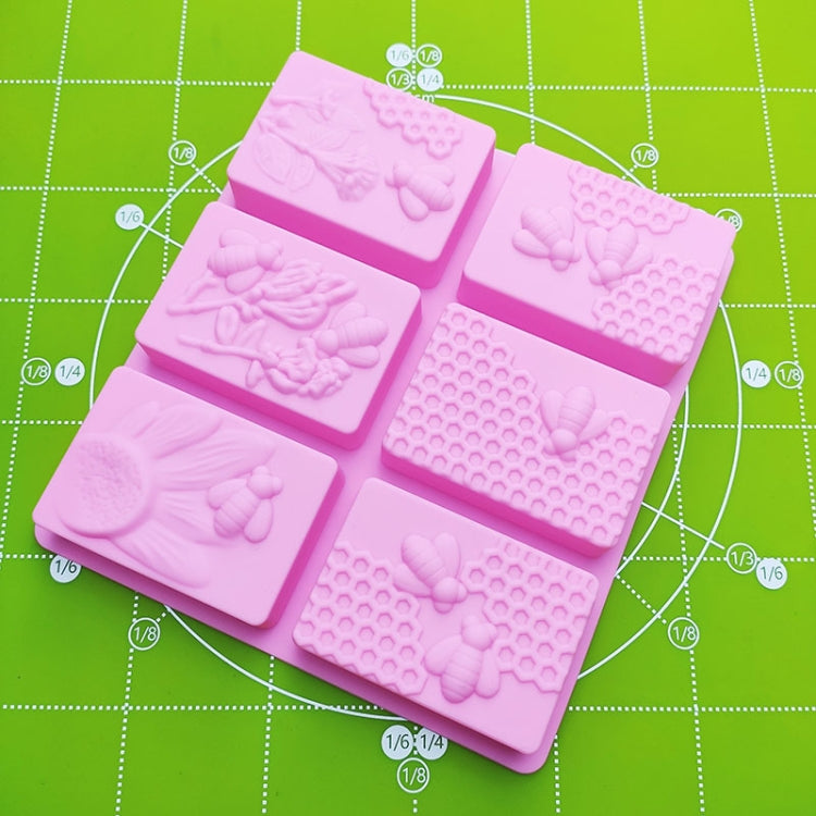 2 PCS 6 Grid Square Honeycomb Ice Cube Cake Mold Stampo quadrato per sapone fatto a mano, Soap Mould