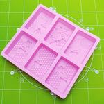 2 PCS 6 Grid Square Honeycomb Ice Cube Cake Mold Stampo quadrato per sapone fatto a mano, Soap Mould