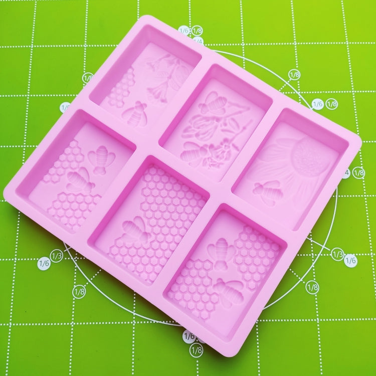 2 PCS 6 Grid Square Honeycomb Ice Cube Cake Mold Stampo quadrato per sapone fatto a mano, Soap Mould