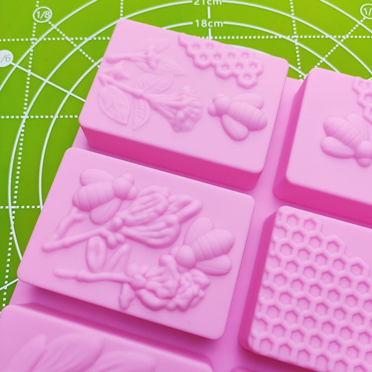 2 PCS 6 Grid Square Honeycomb Ice Cube Cake Mold Stampo quadrato per sapone fatto a mano, Soap Mould