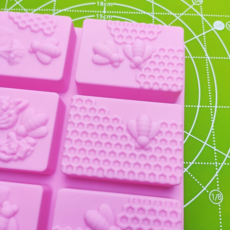 2 PCS 6 Grid Square Honeycomb Ice Cube Cake Mold Stampo quadrato per sapone fatto a mano, Soap Mould