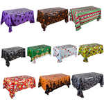 Tovaglia per decorazione di eventi per feste di Halloween di Natale 3 pezzi, Orange Pumpkin, Black Pumpkin, Black Ghost, Gray Bat, Green Pumpkin, Purple Spider, Red Snowman, Geometry, Blue Snowman, Green Biscuits
