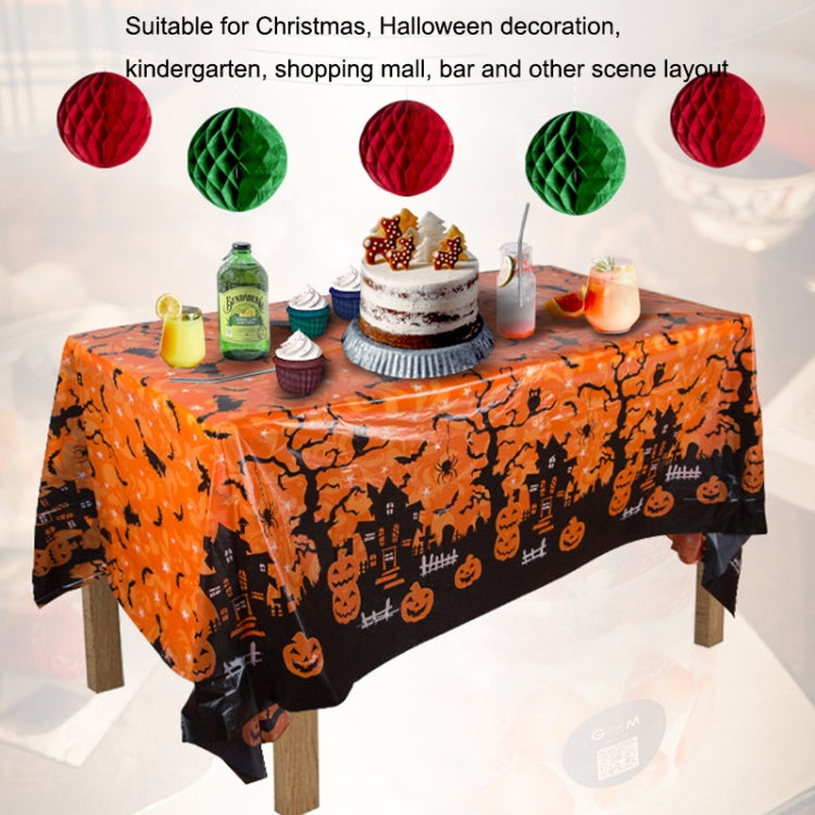 Tovaglia per decorazione di eventi per feste di Halloween di Natale 3 pezzi, Orange Pumpkin, Black Pumpkin, Black Ghost, Gray Bat, Green Pumpkin, Purple Spider, Red Snowman, Geometry, Blue Snowman, Green Biscuits