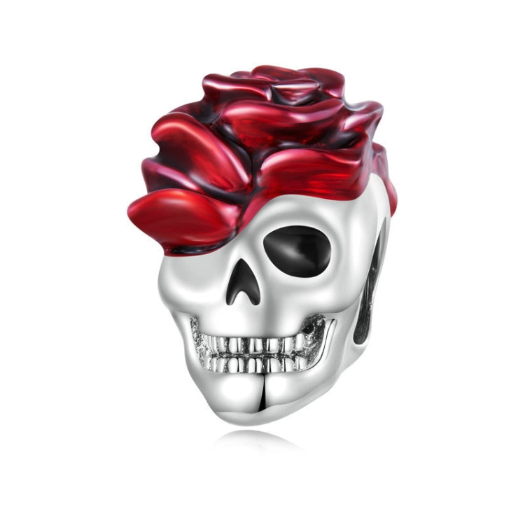 SCC2403 Accessori per bracciali in argento 925 con perle di scheletro di teschio rosa di Halloween, SCC2403