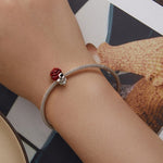 SCC2403 Accessori per bracciali in argento 925 con perle di scheletro di teschio rosa di Halloween, SCC2403