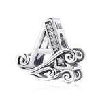 BSC030 26 lettere braccialetto fai da te accessori con perline zircone argento perline, stile:, A, B, C, D, E, F, G, H, I, J, K, L, M, N, O, P, Q, R, S, T, U, V, W, X