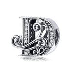 BSC030 26 lettere braccialetto fai da te accessori con perline zircone argento perline, stile:, A, B, C, D, E, F, G, H, I, J, K, L, M, N, O, P, Q, R, S, T, U, V, W, X