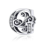 BSC030 26 lettere braccialetto fai da te accessori con perline zircone argento perline, stile:, A, B, C, D, E, F, G, H, I, J, K, L, M, N, O, P, Q, R, S, T, U, V, W, X