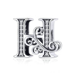 BSC030 26 lettere braccialetto fai da te accessori con perline zircone argento perline, stile:, A, B, C, D, E, F, G, H, I, J, K, L, M, N, O, P, Q, R, S, T, U, V, W, X